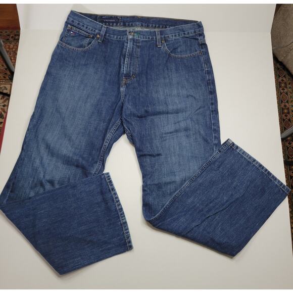 Tommy Hilfiger Freedom Jeans 38/32 Regular Straight Leg Fit Dark Wash Denim Y2K - Picture 1 of 8